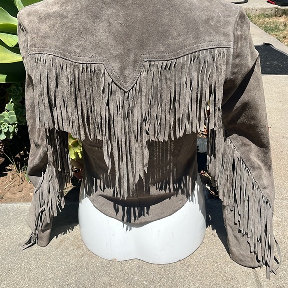 PIONEER Taupe Suede Fringe Blazer - Picture 10 of 12
